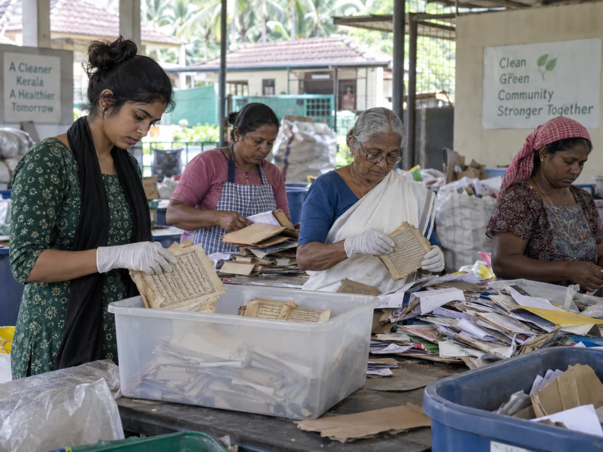 Batch A1 Picture 05 — Women sorting paper and separating sacred-looking pages